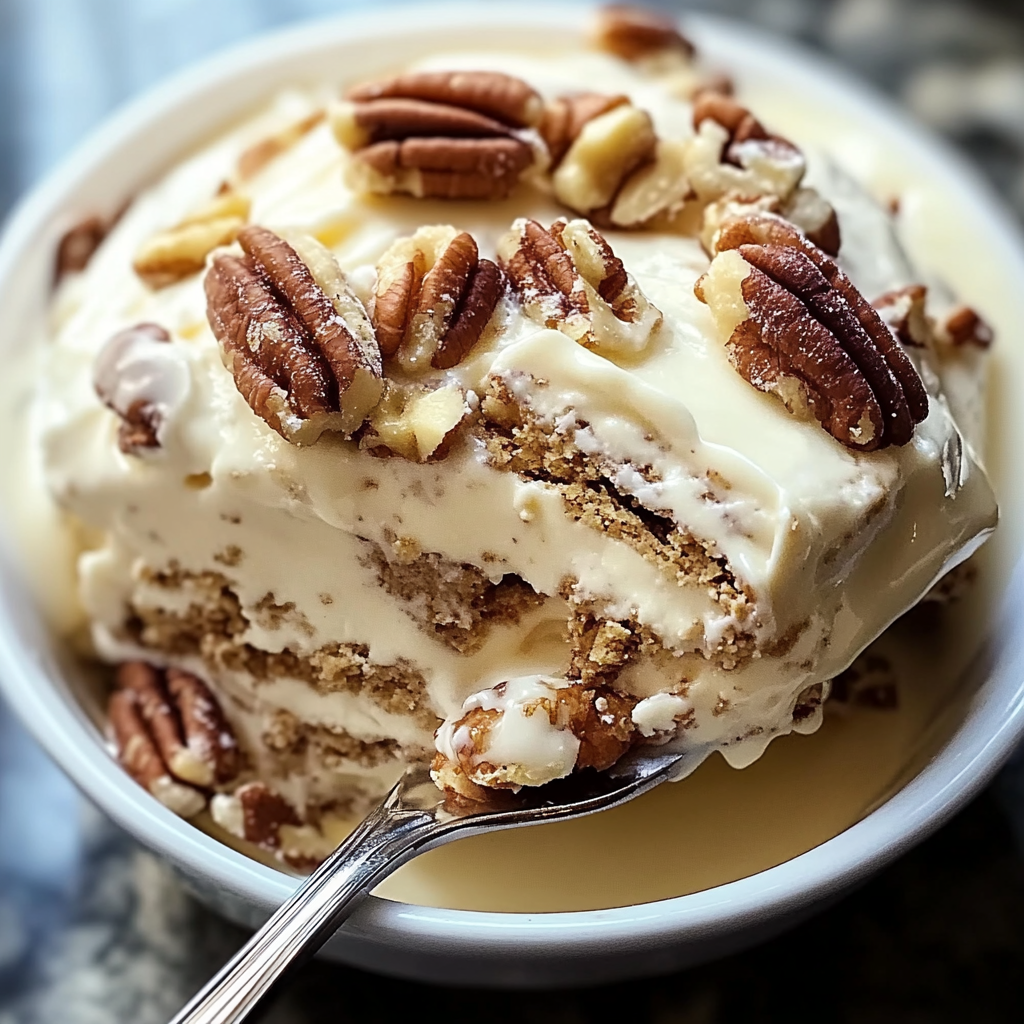 Recipe preparation for Creamy Butter Pecan Delight