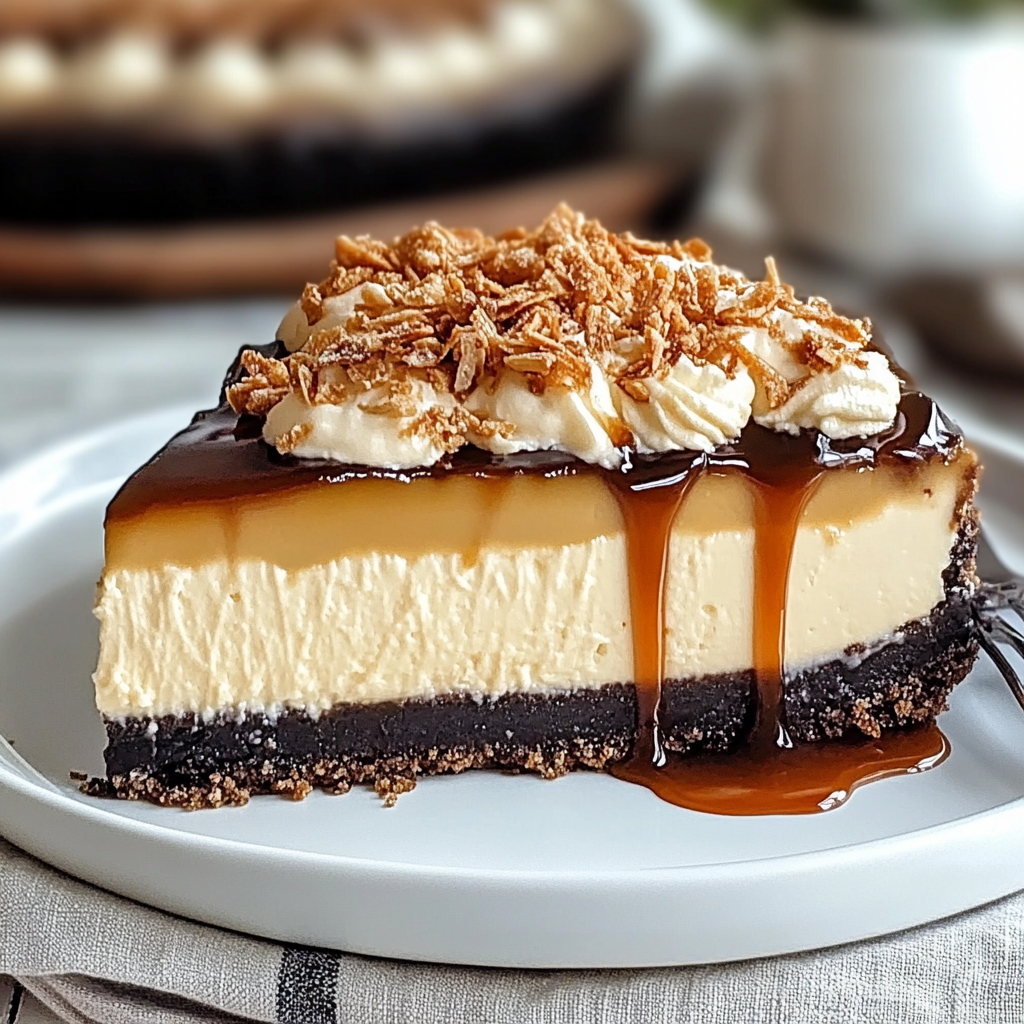 Recipe preparation for Samoa Cheesecake with Coconut Caramel