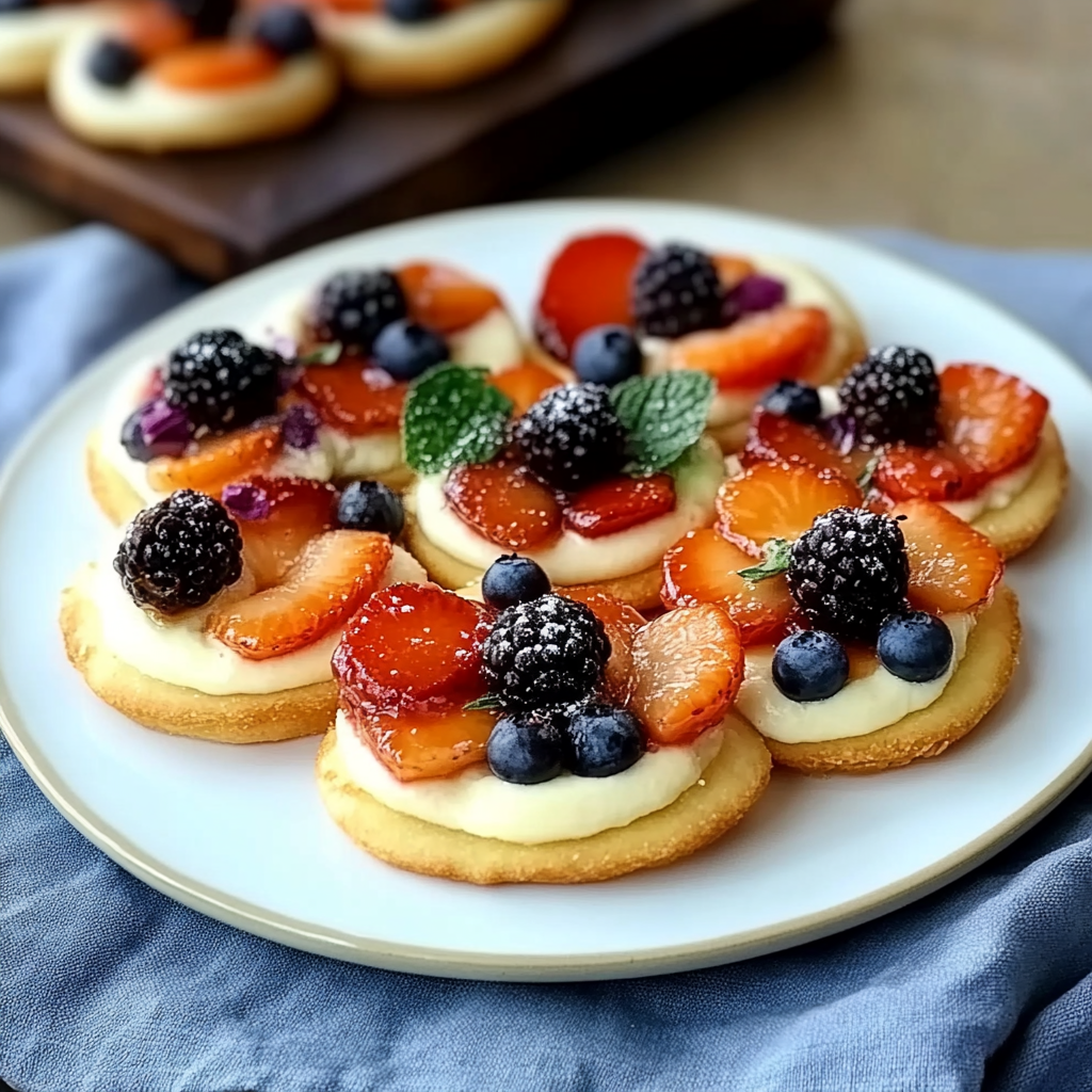 Recipe preparation for Mini Fruit Pizzas