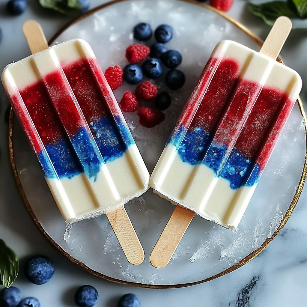 Recipe preparation for Red White and Blue Popsicles