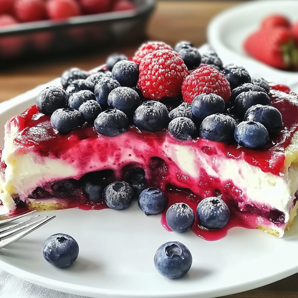 Recipe preparation for Summer Berry Jello Lasagna