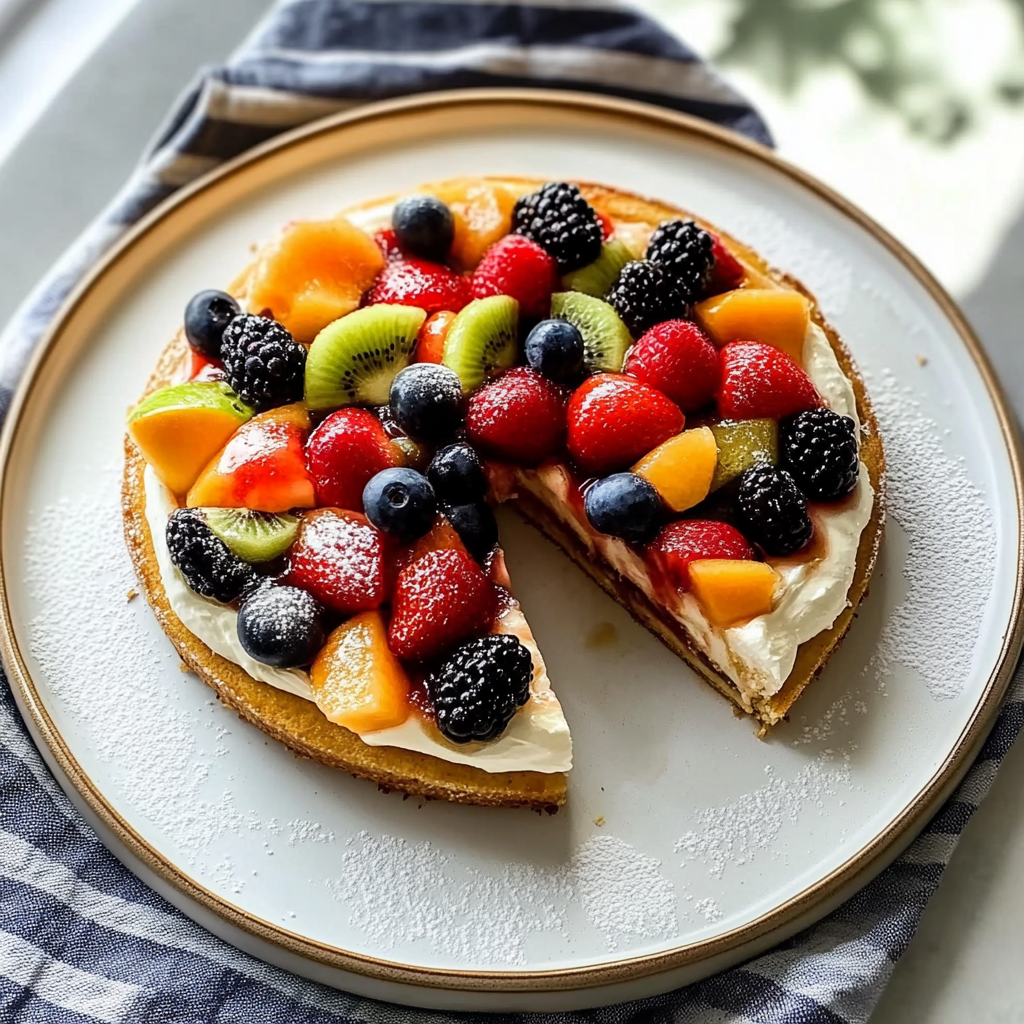 Recipe preparation for Fruit Pizza Summer Dessert