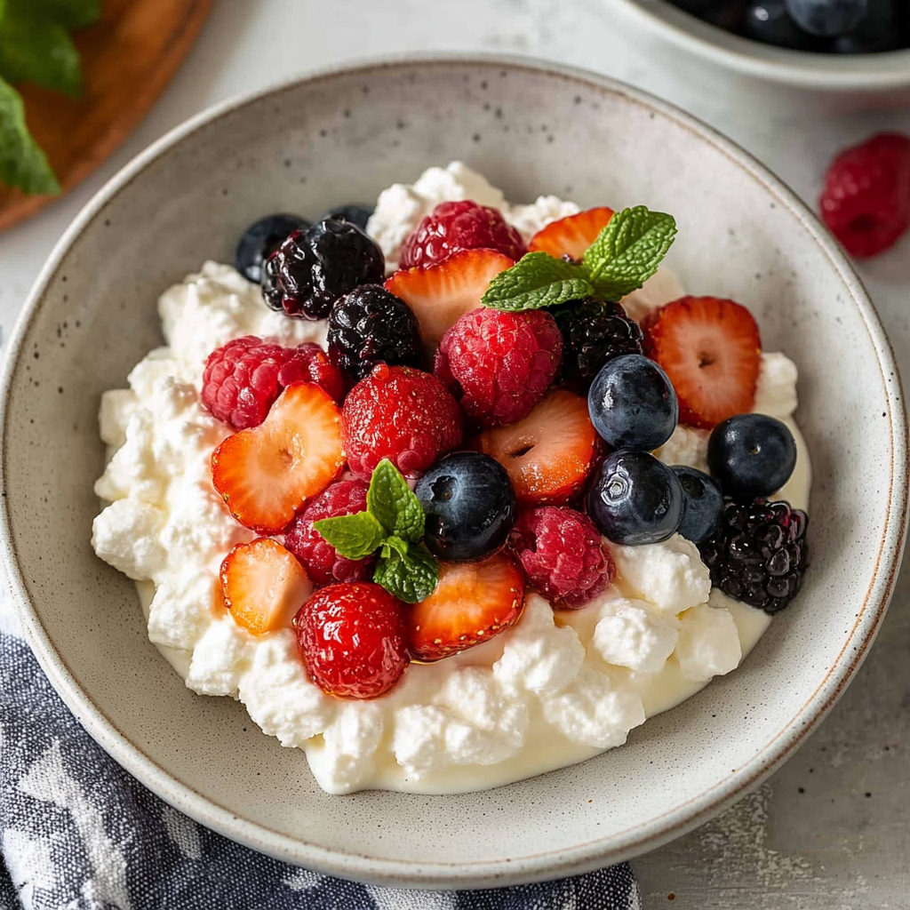 Recipe preparation for Cottage cheese with fruit