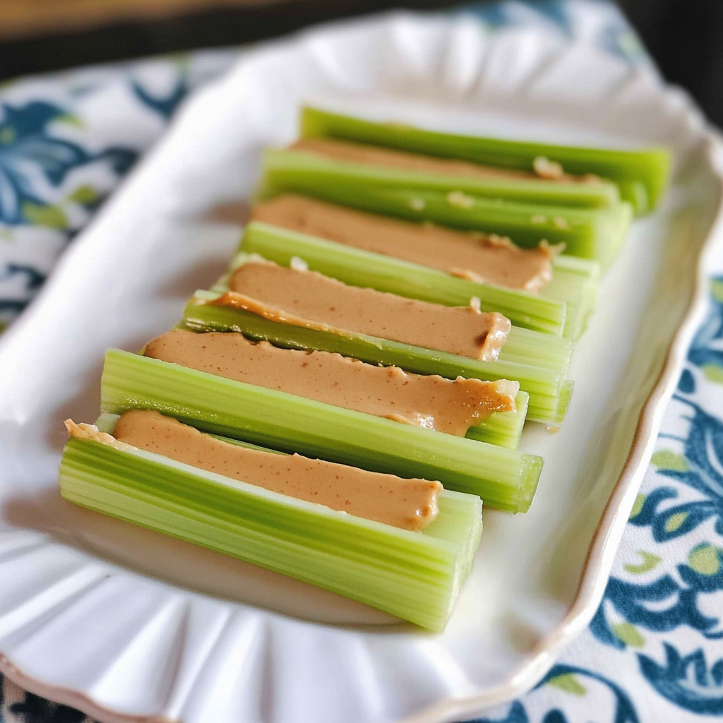 Recipe preparation for Celery sticks with peanut butter