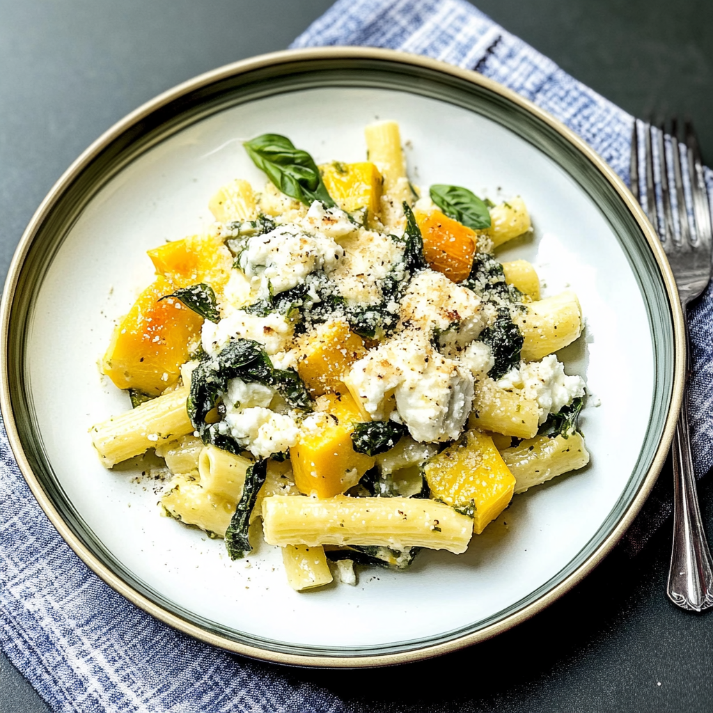 Recipe preparation for Skillet Pasta with Summer Squash, Ricotta and Basil