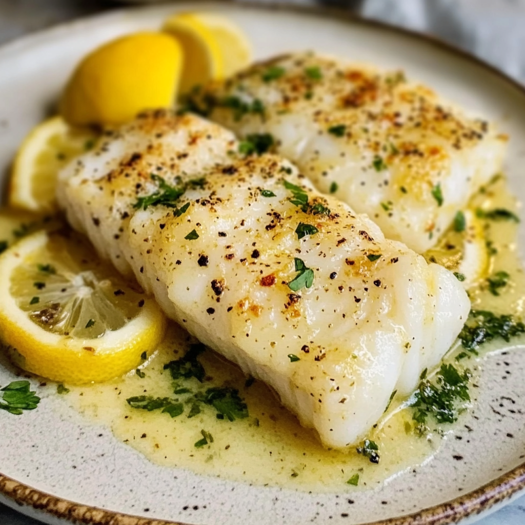 Recipe preparation for Delicious Lemon Butter Baked Cod Recipe