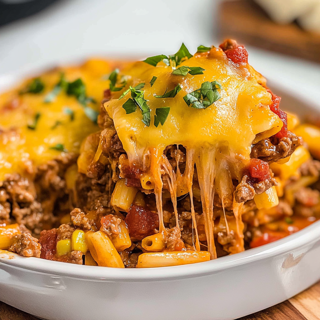 Recipe preparation for Sloppy Joe Casserole Recipe