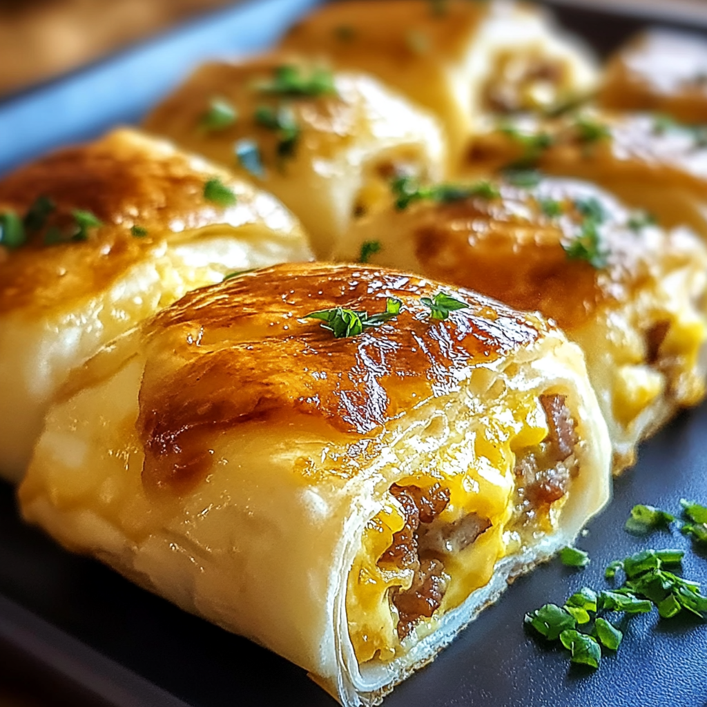 Recipe preparation for Sausage Egg & Cheese Roll-Ups
