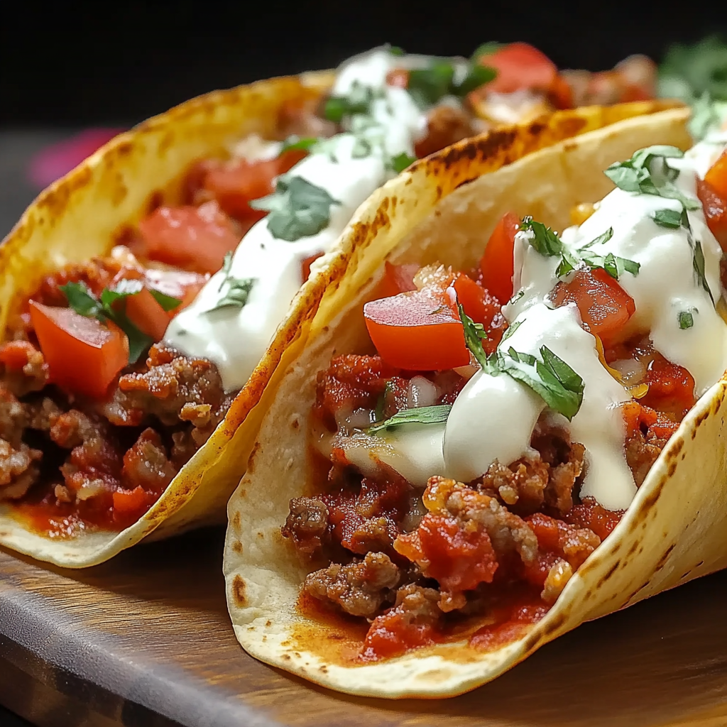 Recipe preparation for Meat Lovers Pizza Tacos