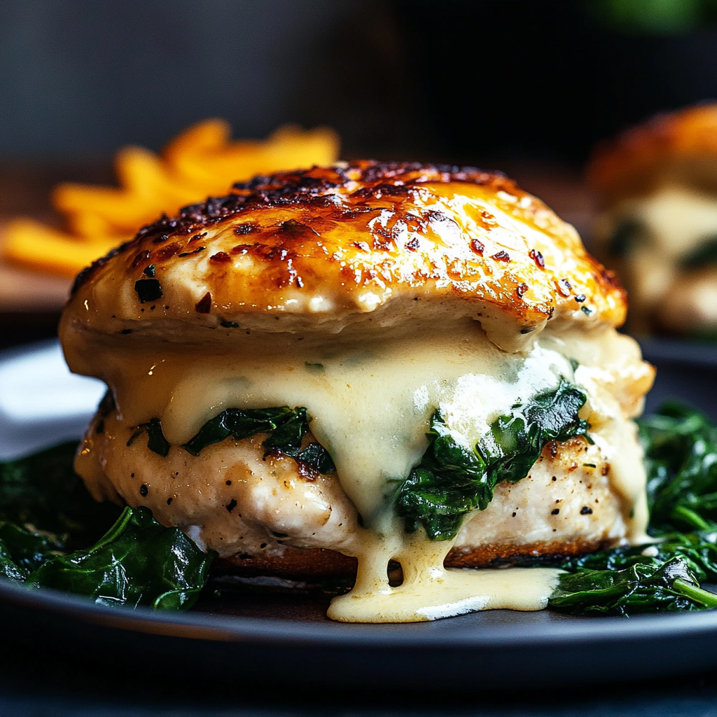 Recipe preparation for White Cheddar Spinach Chicken Delight