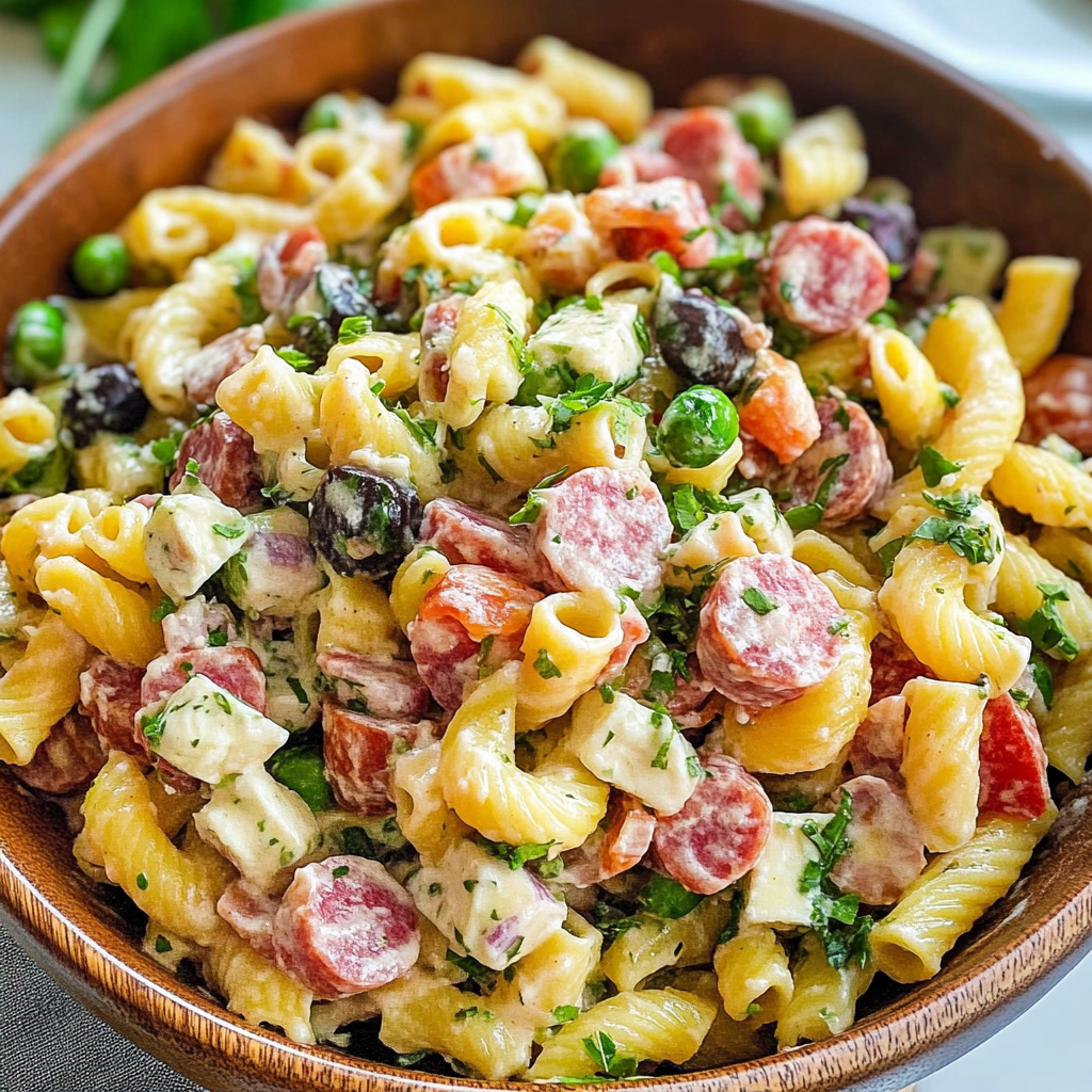 Recipe preparation for Salami-Mozzarella Tortellini Pasta Salad