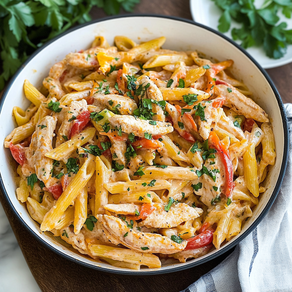 Recipe preparation for Cajun Chicken Pasta Recipe