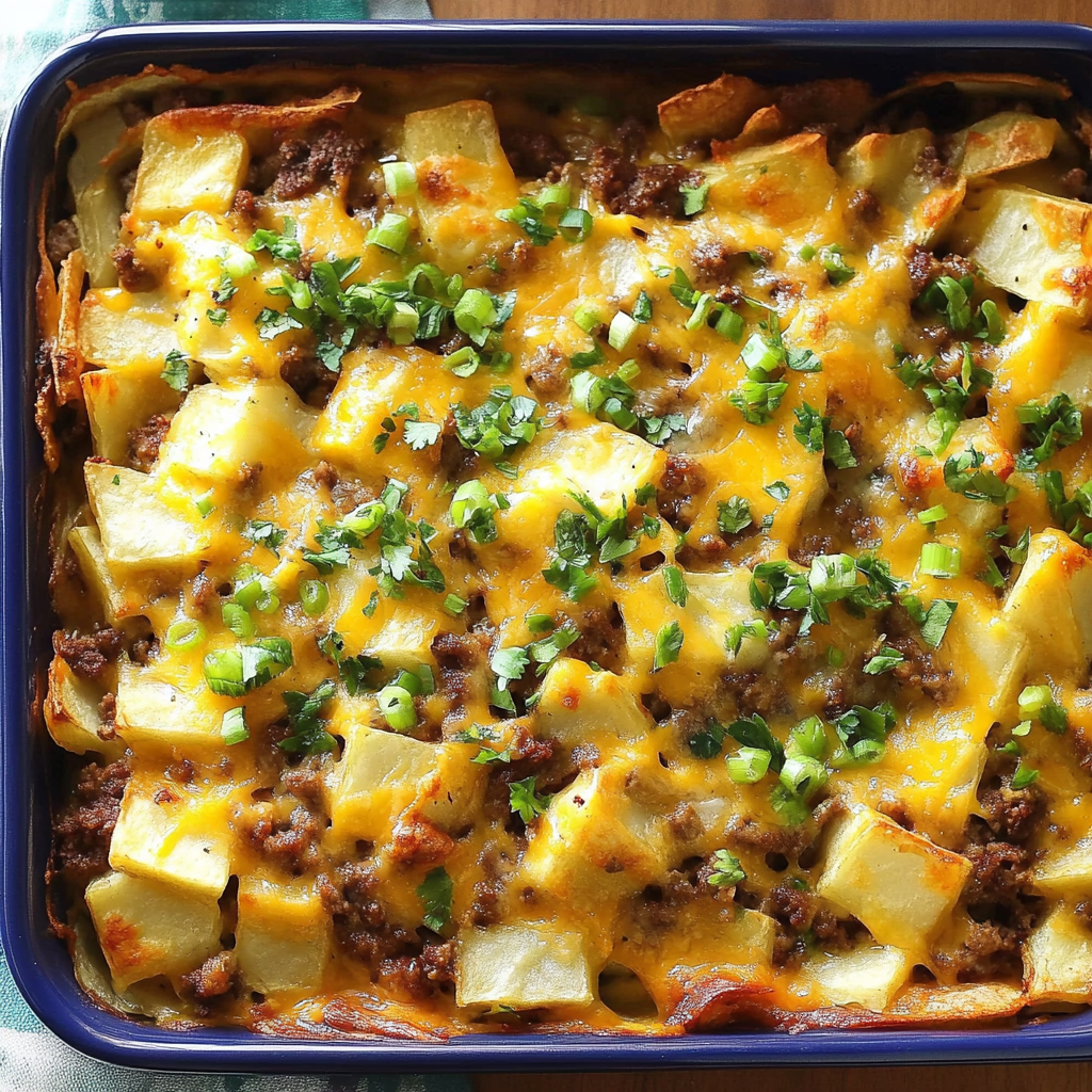 Recipe preparation for Ground Beef and Potato Bake