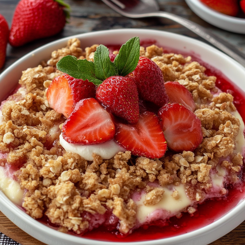 Recipe preparation for strawberry rhubarb crisp recipe