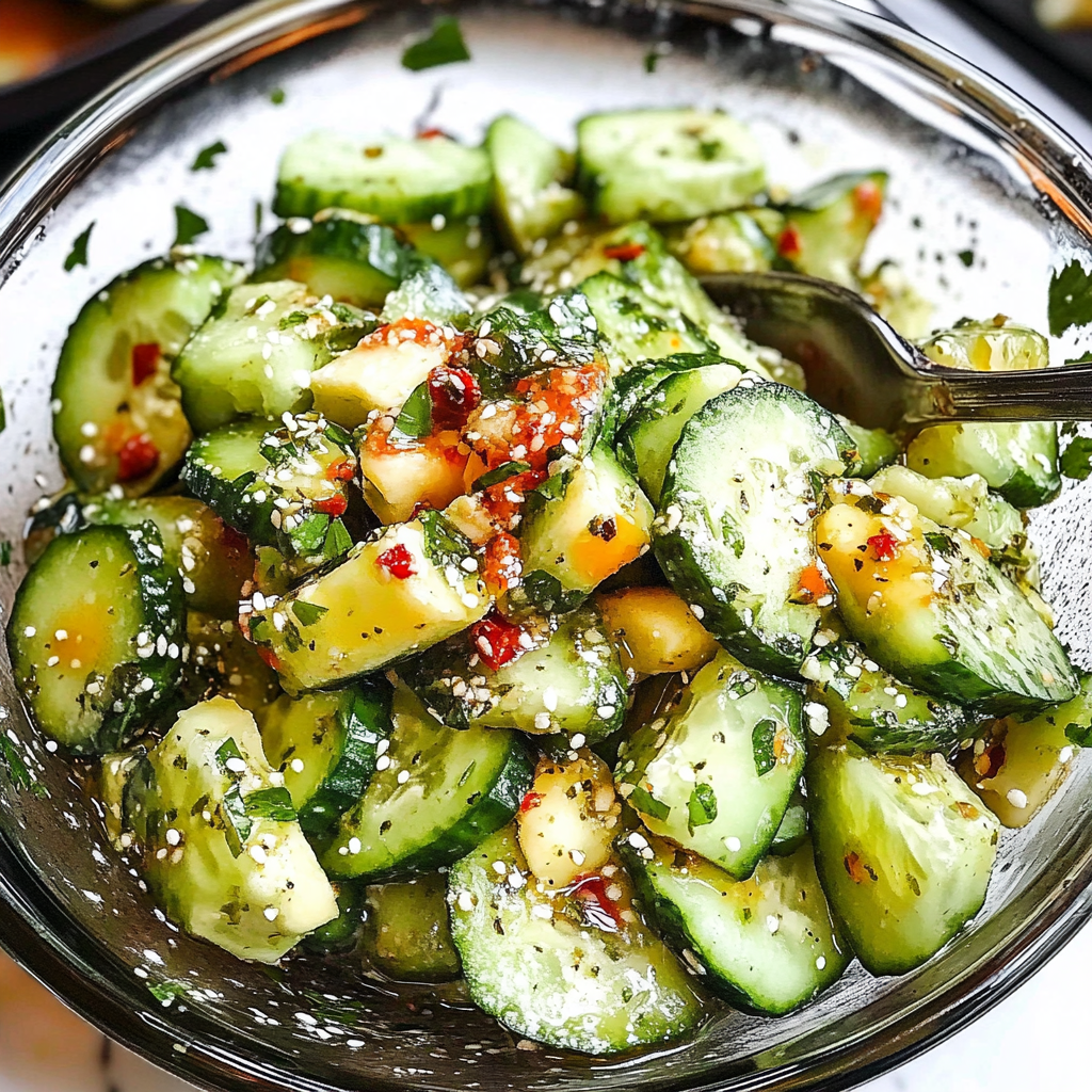 Recipe preparation for Cucumber Avocado Salad
