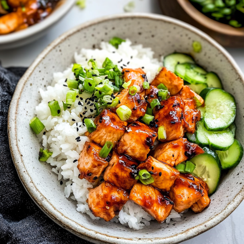 Recipe preparation for Salmon and Rice Bowl