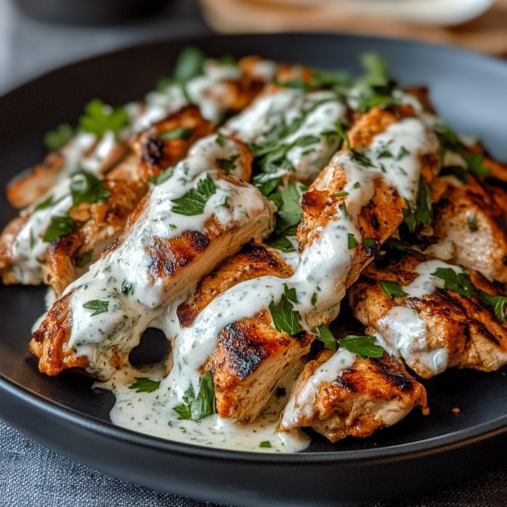Recipe preparation for Chicken Shawarma with Creamy Garlic Sauce
