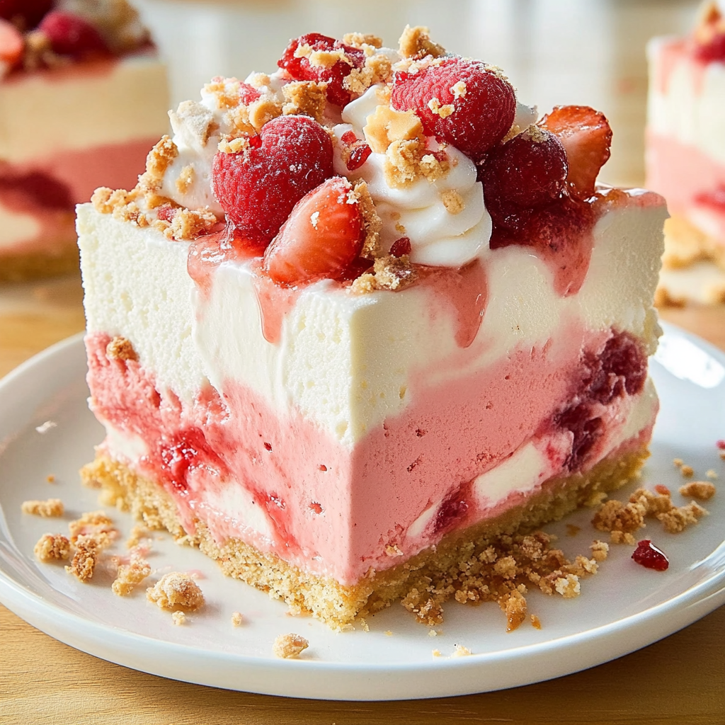 Recipe preparation for Strawberry Shortcake Ice Cream Cake