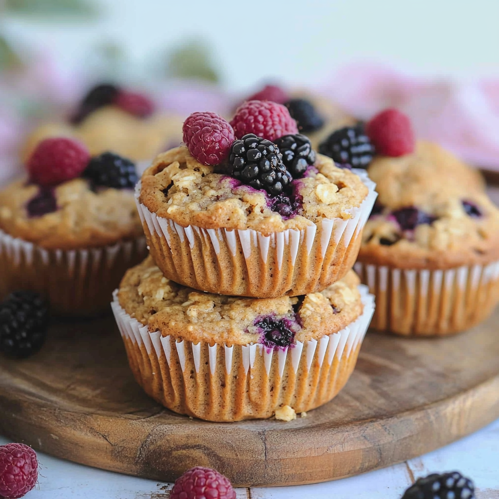 Recipe preparation for Healthy Blackberry Oatmeal Muffins Recipe