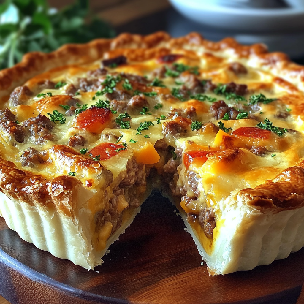 Recipe preparation for Monterey Sausage Pie