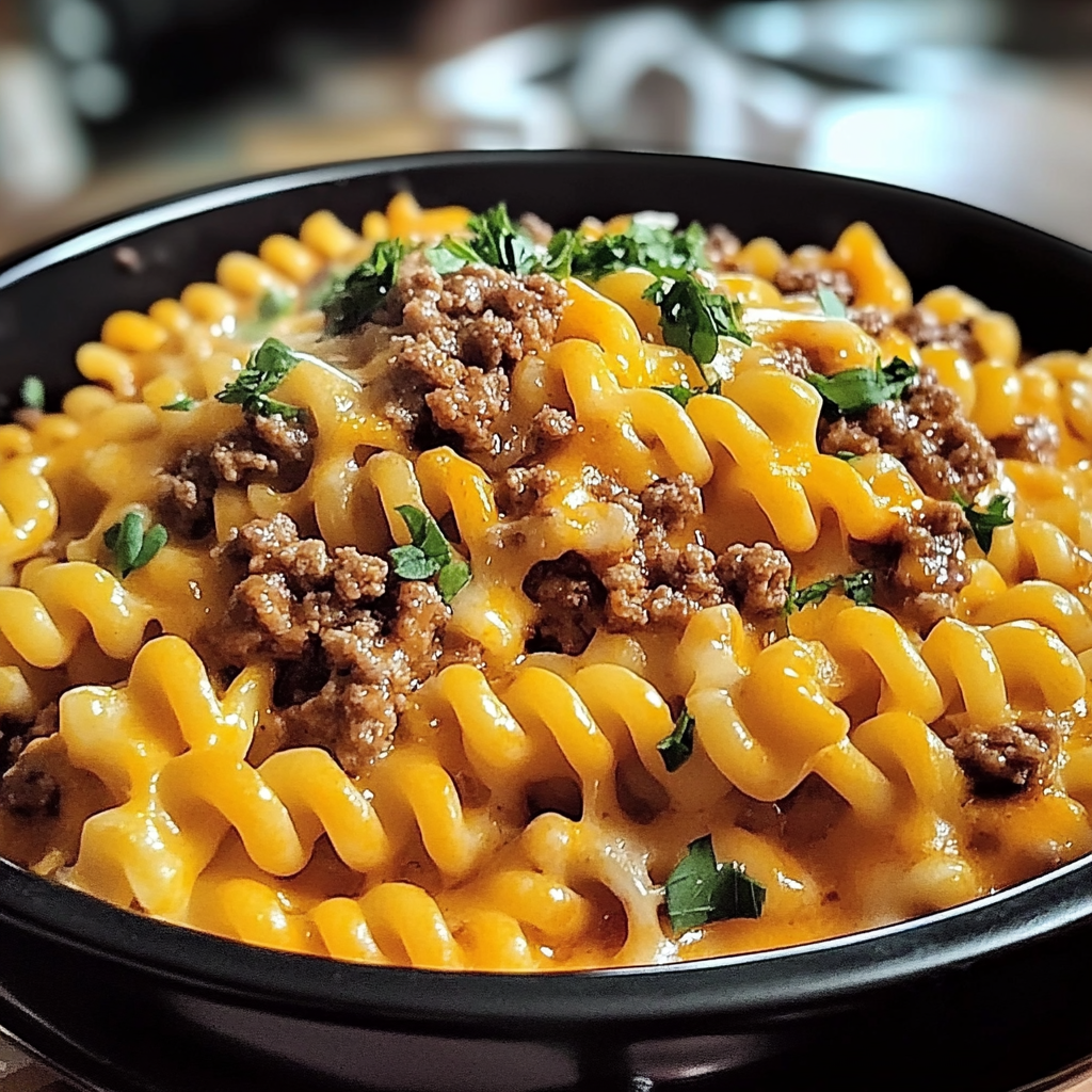 Recipe preparation for One-Pot Cheeseburger Pasta