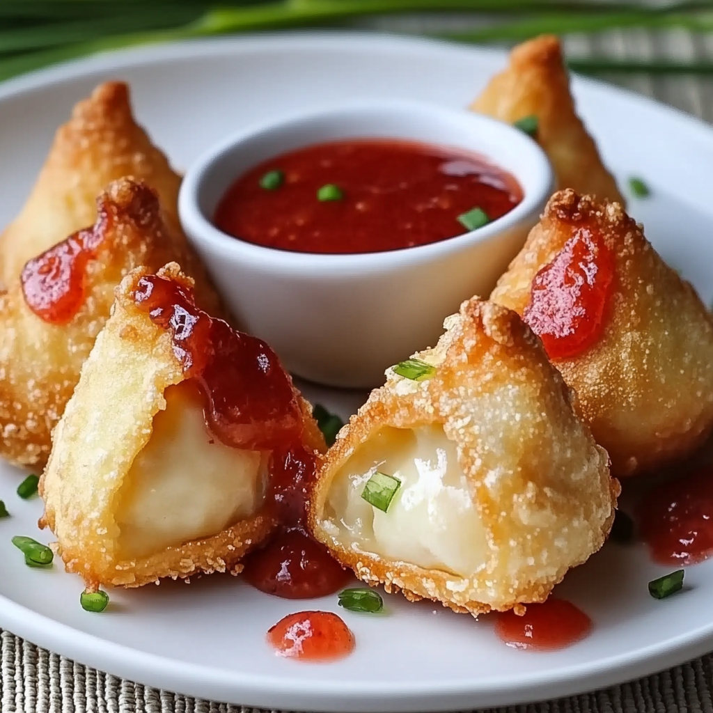 Recipe preparation for Deep Fried Cheesecake Wontons