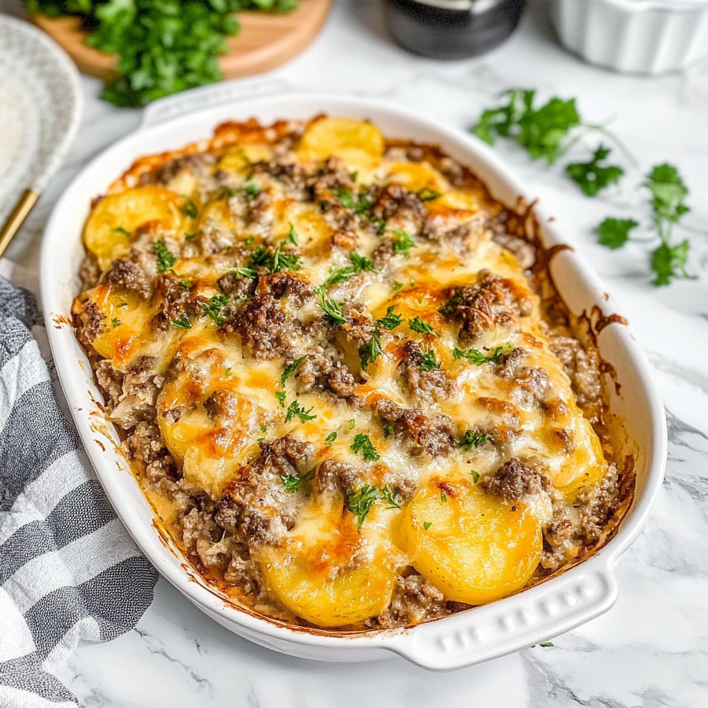 Recipe preparation for Ground Beef Potatoes Casserole