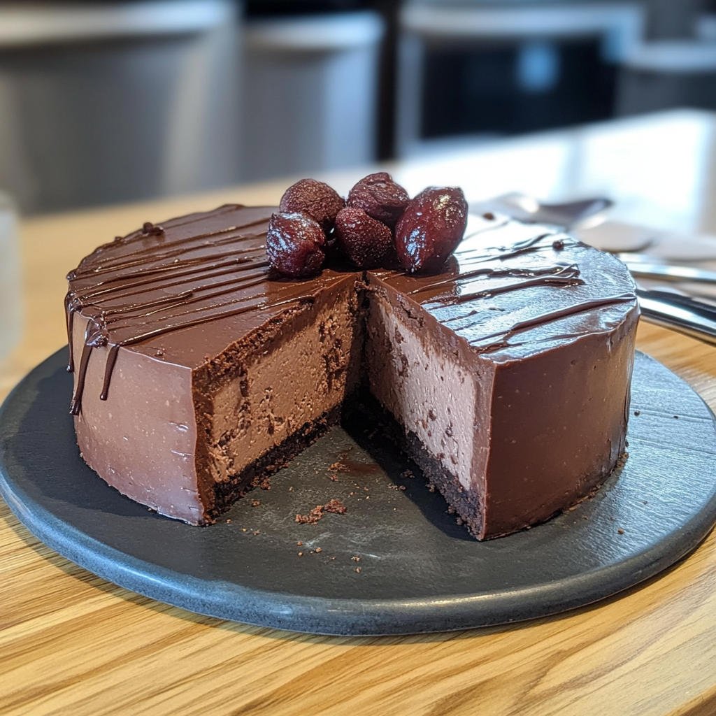Recipe preparation for Espresso Cheesecake Chocolate Ganache