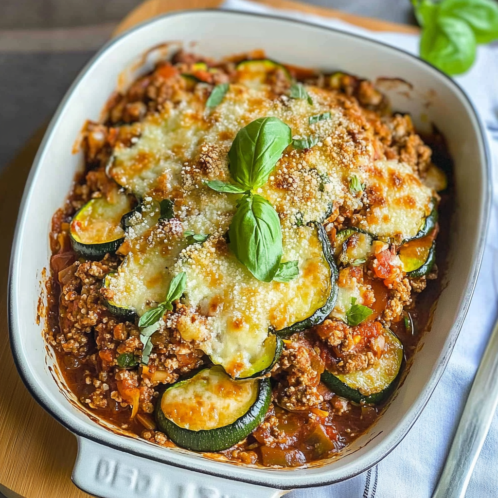 Recipe preparation for Ground Beef Zucchini Dish