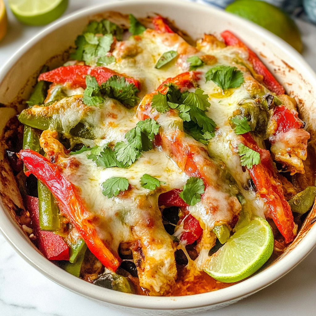 Recipe preparation for Fajita Chicken Casserole Bake