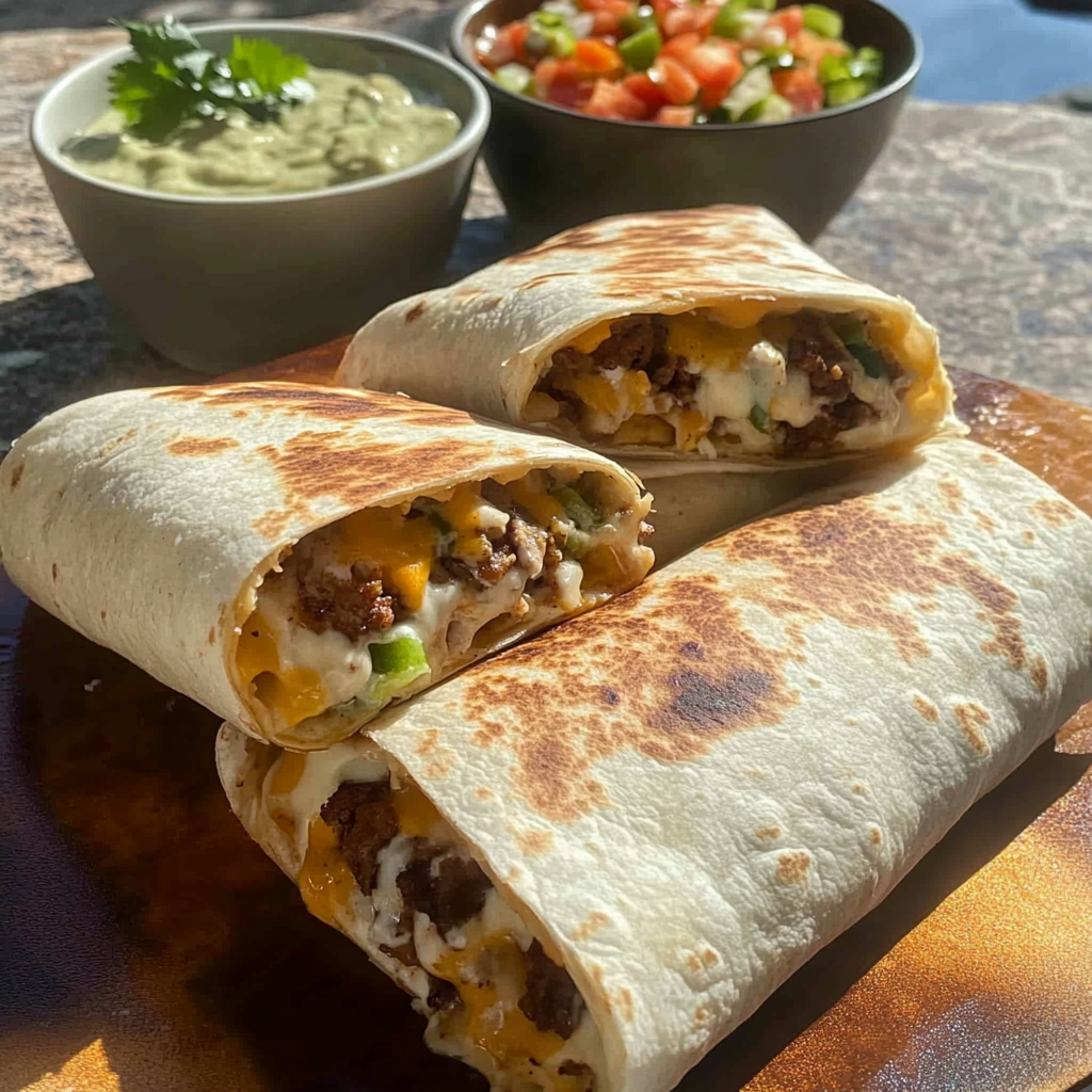 Recipe preparation for Cheeseburger Burritos