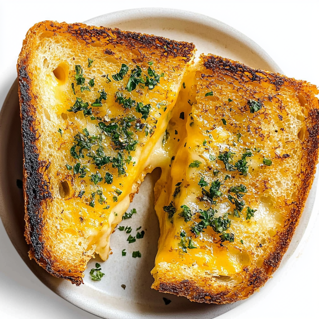 Recipe preparation for Garlic Bread Grilled Cheese