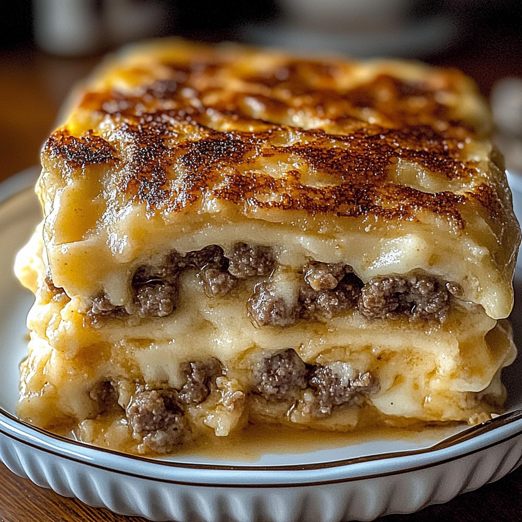 Recipe preparation for Pancake Sausage Casserole Bake