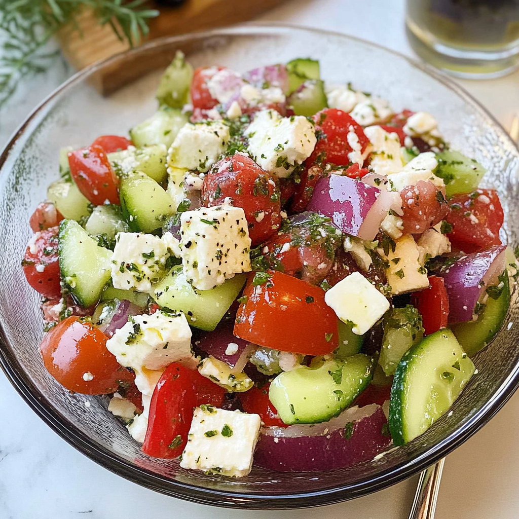 Recipe preparation for smoked greek salad