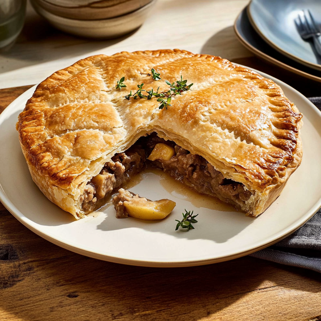 Recipe preparation for Decadent Cheese Beef Pot Pie