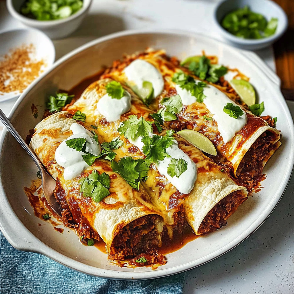 Recipe preparation for Stewed Beef Enchiladas
