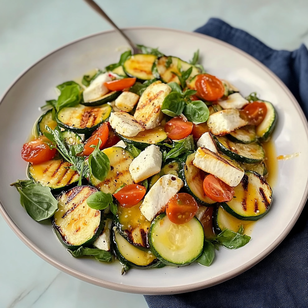 Recipe preparation for Grilled Zucchini Salad