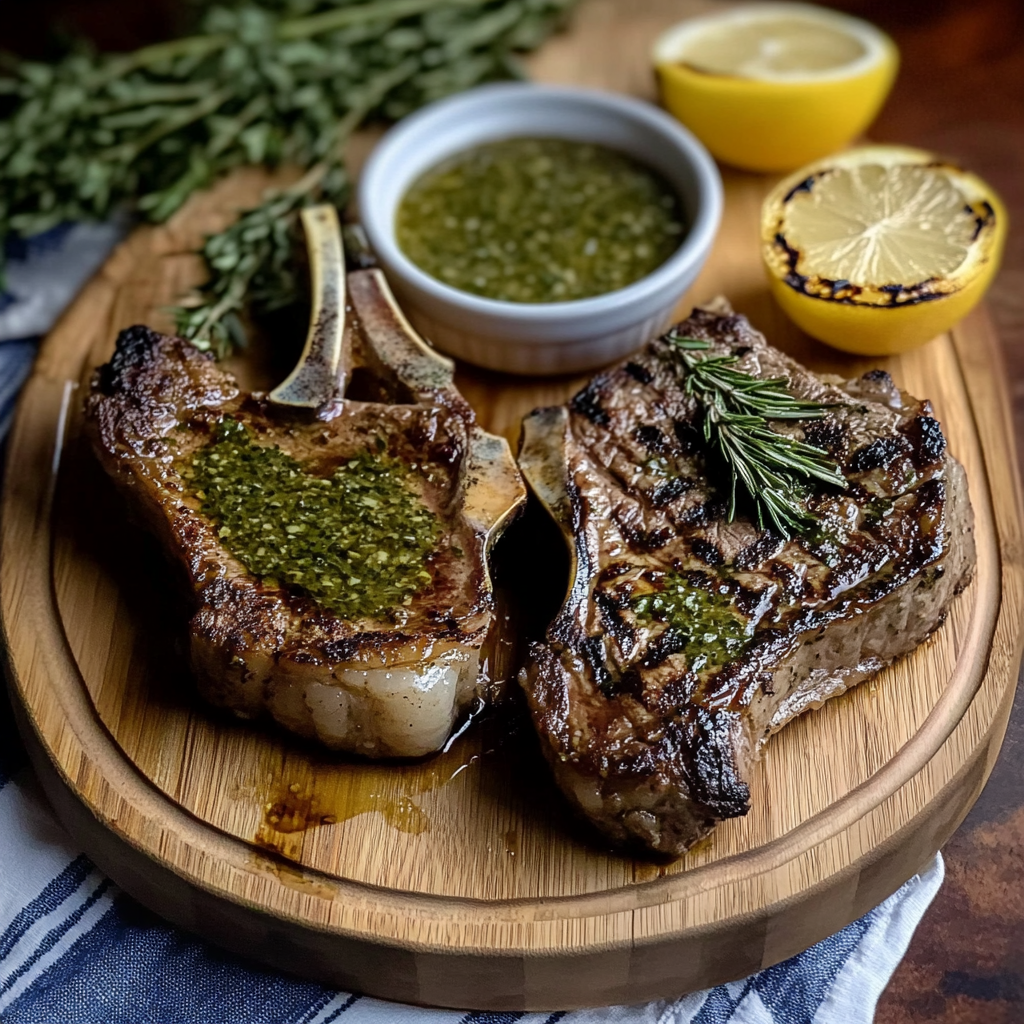 Recipe preparation for Grilled Flank Steak with Lemon-Herb Sauce