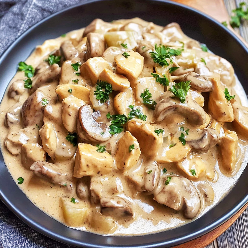 Recipe preparation for Chicken Stroganoff
