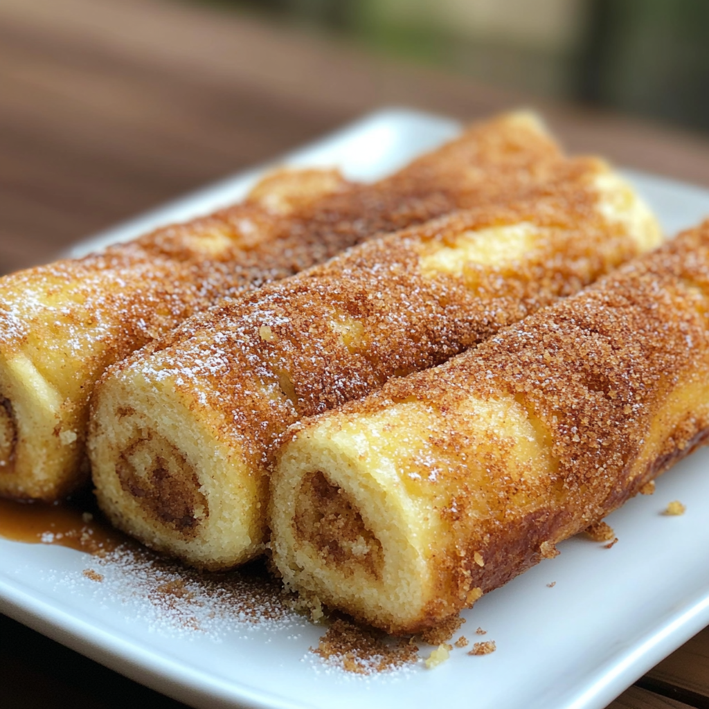 Recipe preparation for Cinnamon Roll French Toast Roll-Ups