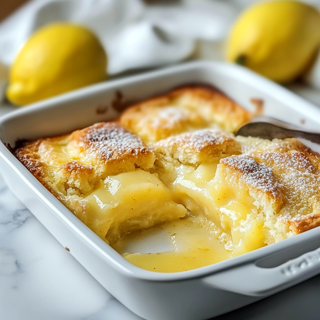 Recipe preparation for Magic Lemon Cobbler