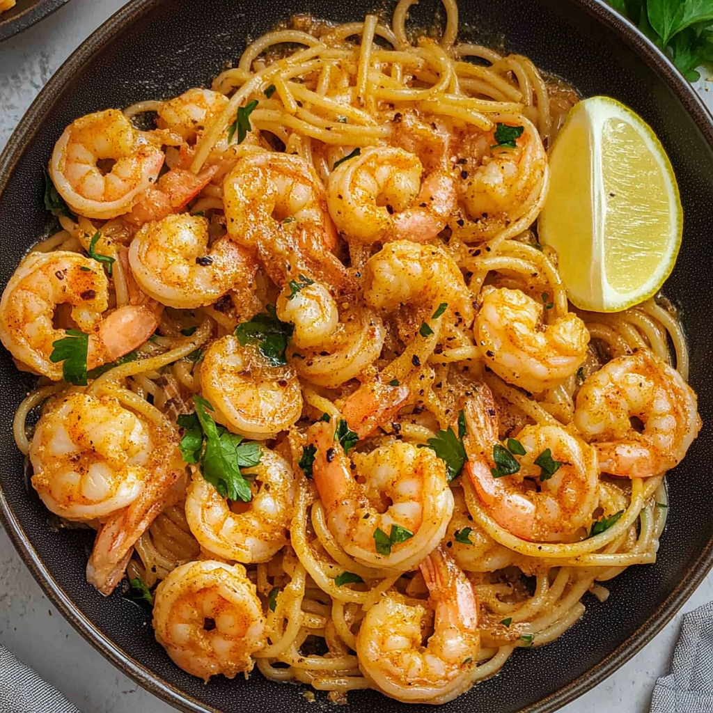 Recipe preparation for Cajun Shrimp Scampi