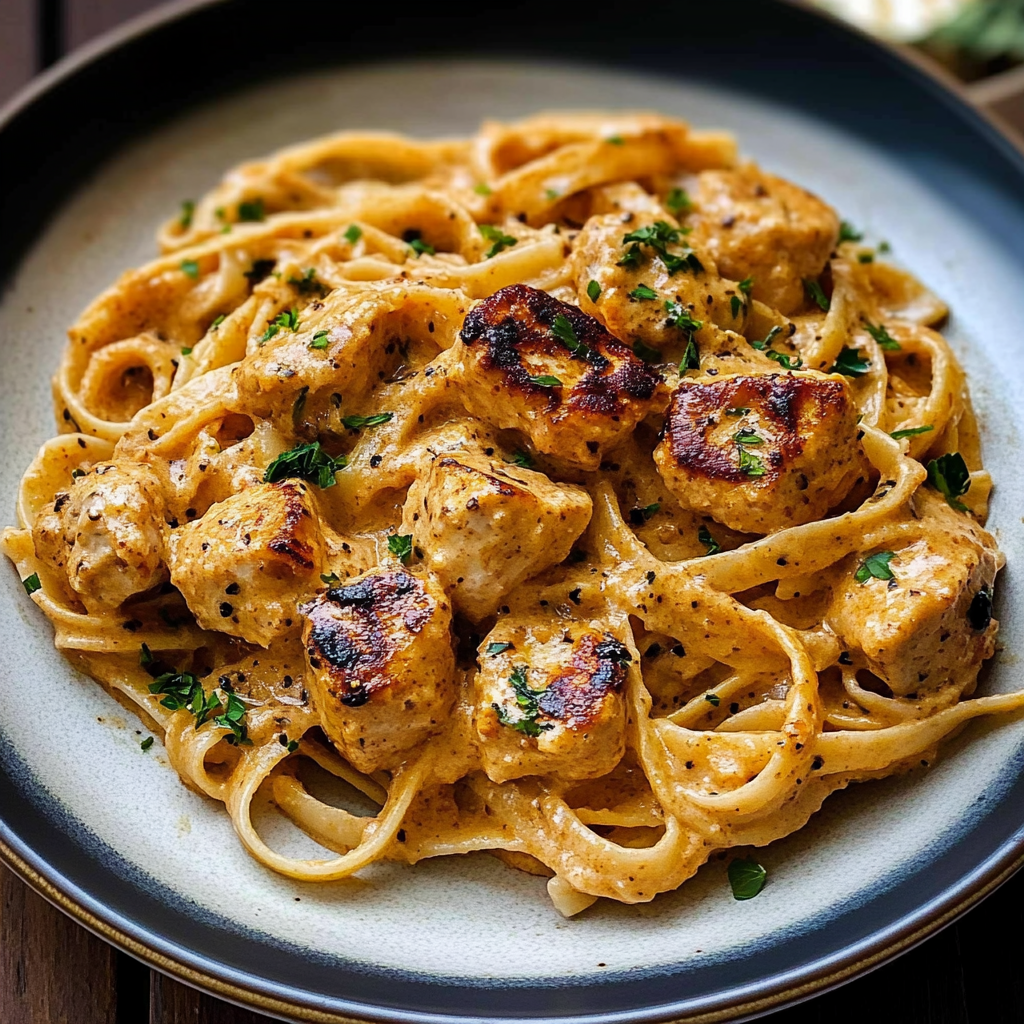 Recipe preparation for Creamy Cowboy Butter Chicken Pasta