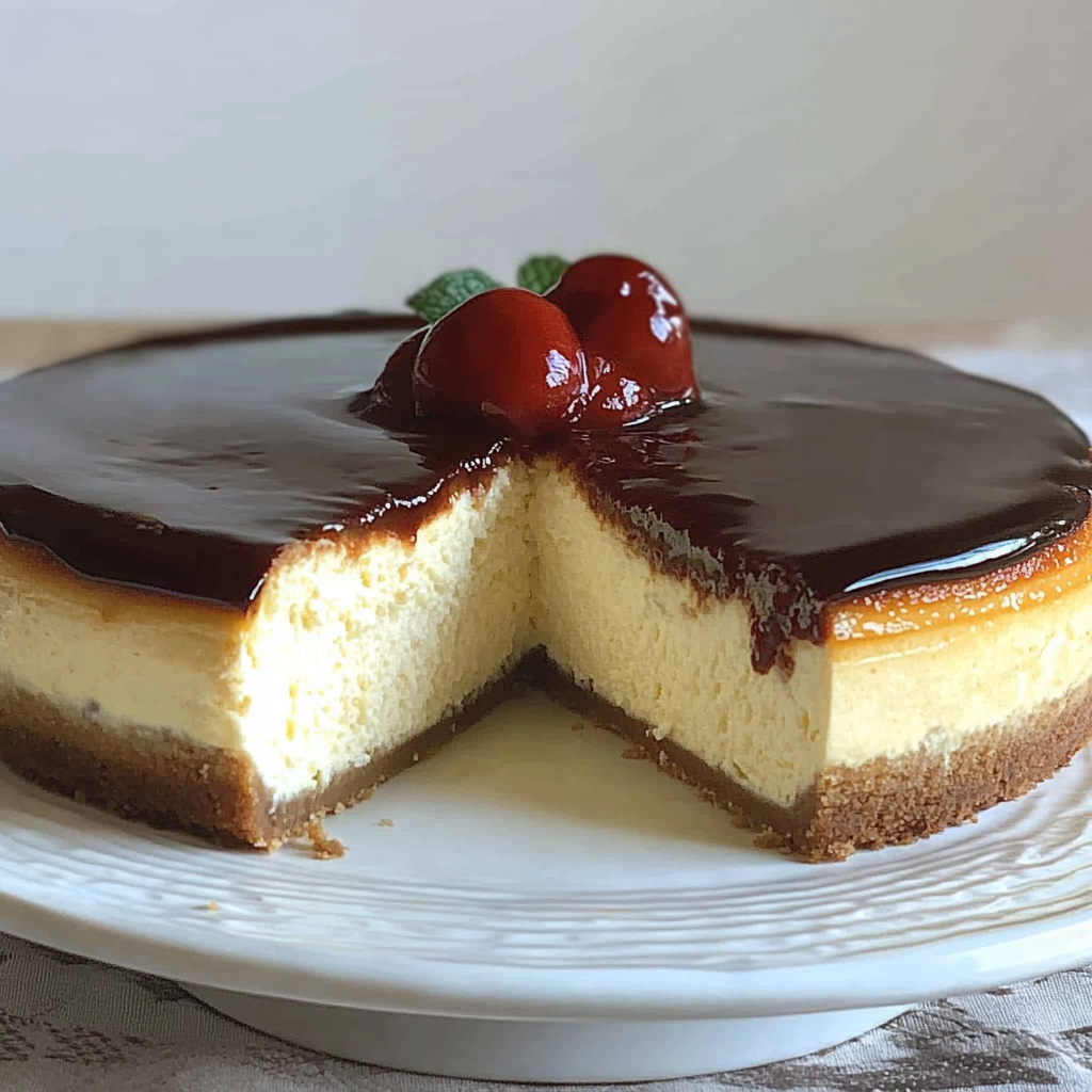 Recipe preparation for Boston Cream Pie Cheesecake