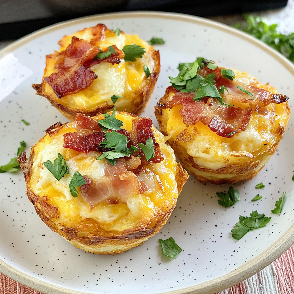 Recipe preparation for Loaded Bacon And Egg Hash Brown Muffins