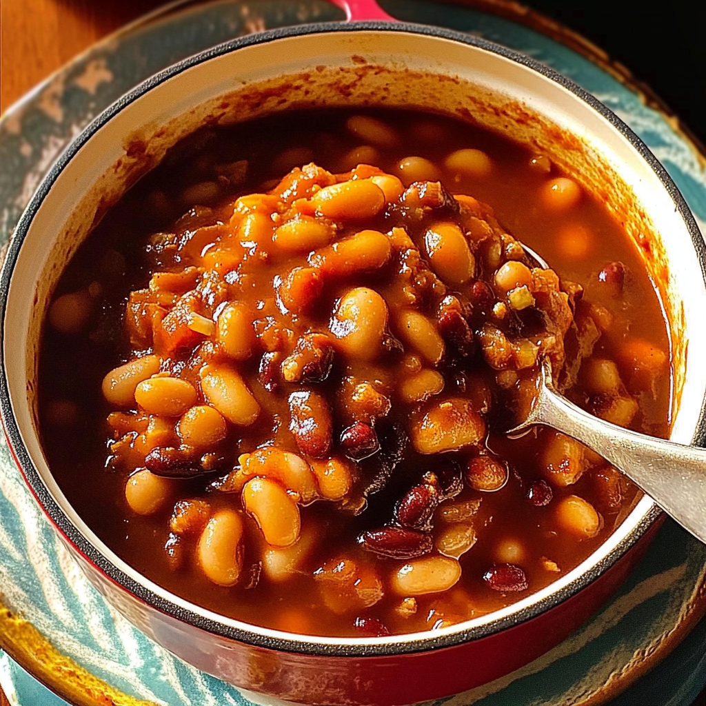 Recipe preparation for Sweet & Tangy Baked Beans