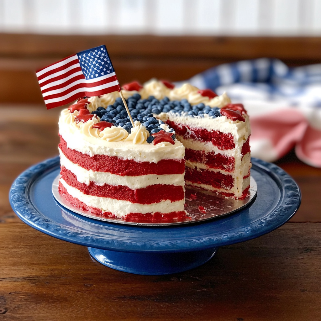 Recipe preparation for Patriotic Flag Cake