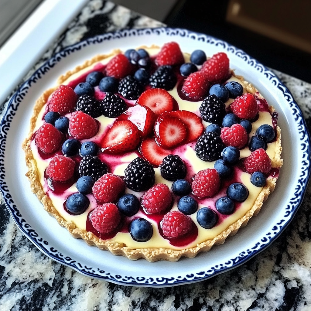 Recipe preparation for Berry Bliss Pie (Red, White & Blue)