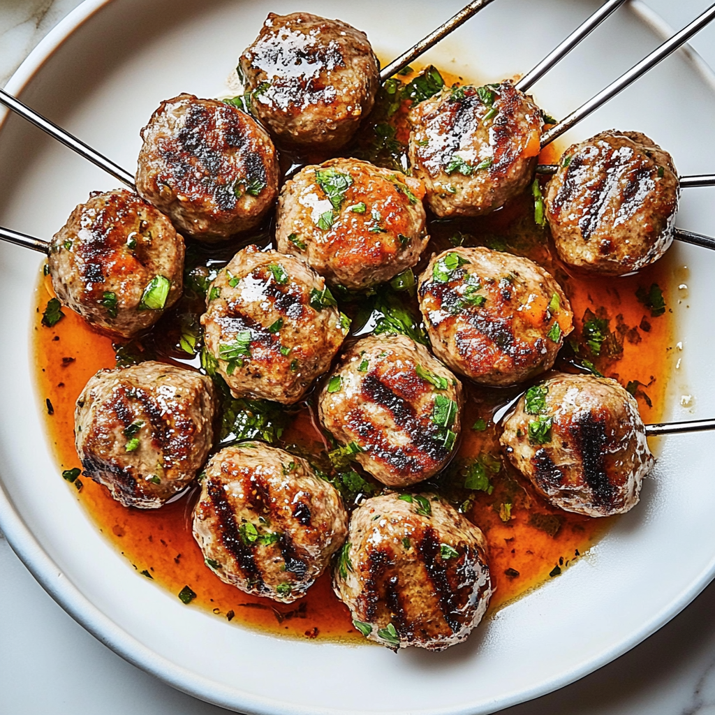 Recipe preparation for Grilled Meatballs