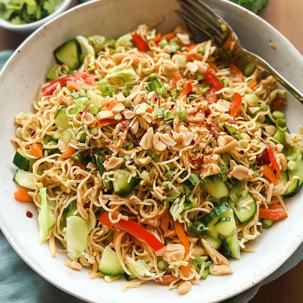 Recipe preparation for Ramen Noodle Salad